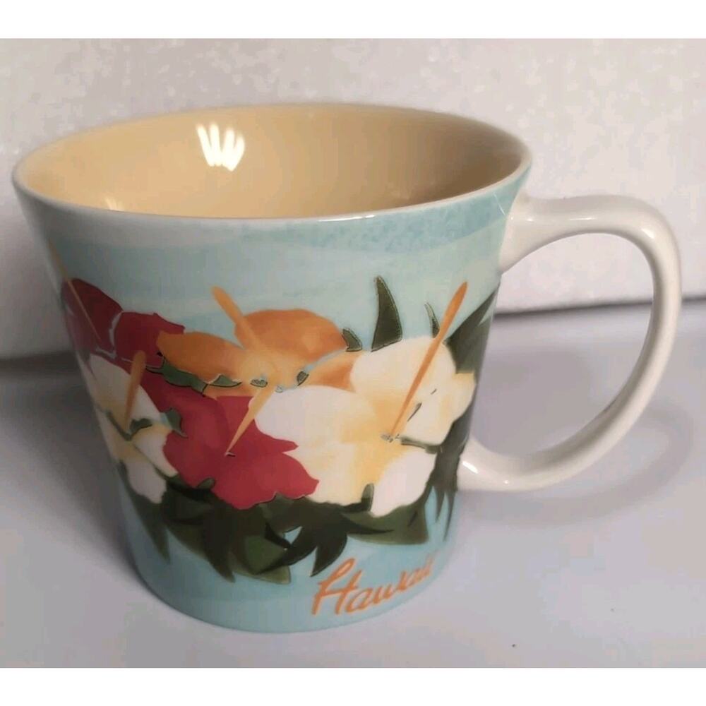 Starbucks Hawaii Floral Hibiscus Tropical Coffee Mug Bone China 2010